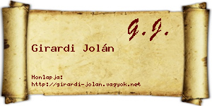 Girardi Jolán névjegykártya